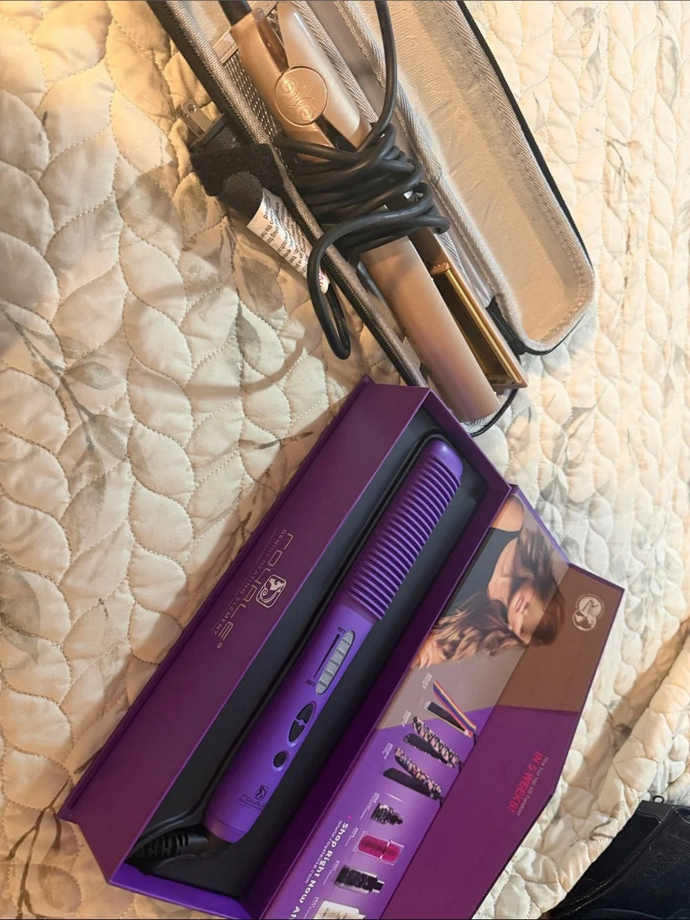 Purple Hair Styling Multi-Tool with Travel Case - Purple